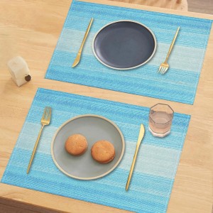 Niviy Placemats, Placemats Set of 4, 12x18 Inch Washable Place Mats Easy to Clean Heat Resistant Table Mats Wipeable Placemat for Holiday Party Kitchen Dining Table Decoration, Blue