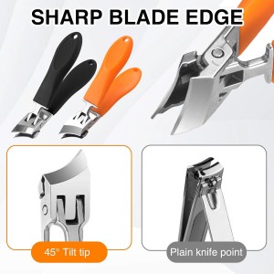 2 PCS Wide Jaw Opening Anti Splash Slanted Nail Clipper with Nail File, Oblique Angled Clippers for Ingrown Toenails