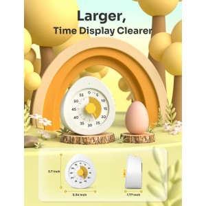 LIORQUE Visual Timer for Kids, 60-Minute Countdown Kitchen Timers for Cooking, Kids Timer with Silent Operation & Countdown Pause for Teaching Classroom Office