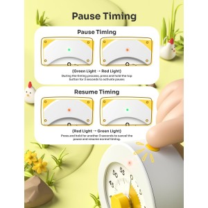 LIORQUE Visual Timer for Kids, 60-Minute Countdown Kitchen Timers for Cooking, Kids Timer with Silent Operation & Countdown Pause for Teaching Classroom Office