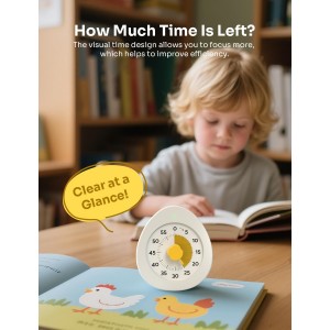 LIORQUE Visual Timer for Kids, 60-Minute Countdown Kitchen Timers for Cooking, Kids Timer with Silent Operation & Countdown Pause for Teaching Classroom Office