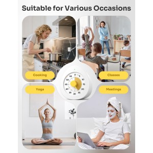 LIORQUE Visual Timer for Kids, 60-Minute Countdown Kitchen Timers for Cooking, Kids Timer with Silent Operation & Countdown Pause for Teaching Classroom Office