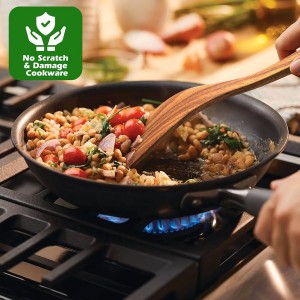 Natural Teak Kitchen Cooking Utensil Set with Holder, Wooden Spoons for Cooking, 10PCS Cooking Spatulas Set with Spoon Rest, Wooden Utensil Set for Nonstick Cookware Sturdy & Lightweight