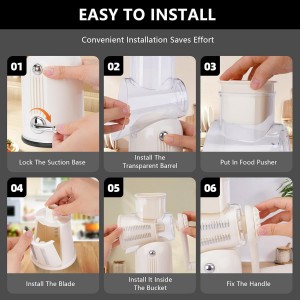 5 in 1 Rotary Cheese Grater Vegetable Slicer with Handle - Upgraded Hand Crank Cheese Grater with Handle and Strong Suction Base, Multi-Purpose Vegetable Slicer with 5 Well-Designed Blades