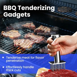 304 Stainless Steel Meat Tenderizer Tool with 18 Sharp Needles, Solid Needle Meat Tenderizer One-Piece Design, Heavy Duty BBQ Marinade Gadgets for Steak, Beef, Chicken, Pork, Dishwasher Safe