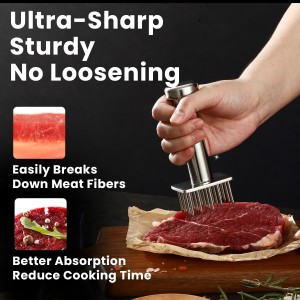 304 Stainless Steel Meat Tenderizer Tool with 18 Sharp Needles, Solid Needle Meat Tenderizer One-Piece Design, Heavy Duty BBQ Marinade Gadgets for Steak, Beef, Chicken, Pork, Dishwasher Safe