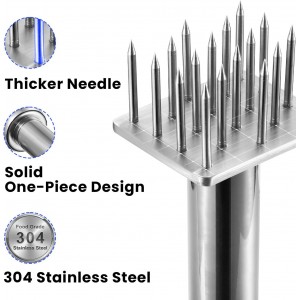 304 Stainless Steel Meat Tenderizer Tool with 18 Sharp Needles, Solid Needle Meat Tenderizer One-Piece Design, Heavy Duty BBQ Marinade Gadgets for Steak, Beef, Chicken, Pork, Dishwasher Safe