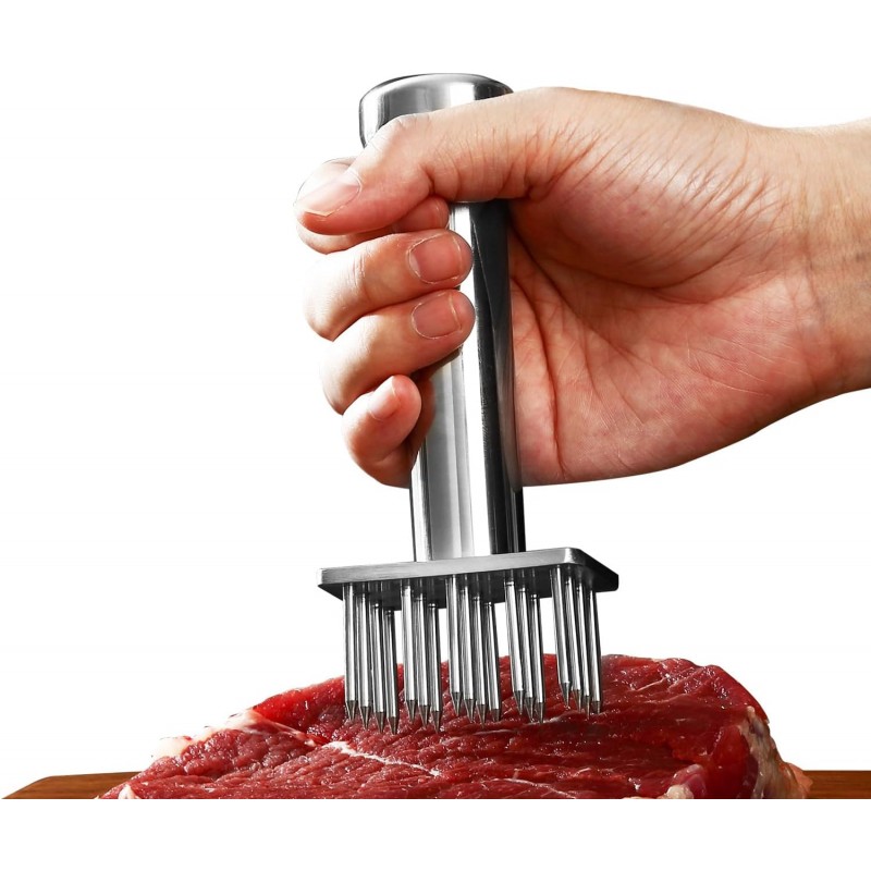 304 Stainless Steel Meat Tenderizer Tool with 18 Sharp Needles, Solid Needle Meat Tenderizer One-Piece Design, Heavy Duty BBQ Marinade Gadgets for Steak, Beef, Chicken, Pork, Dishwasher Safe