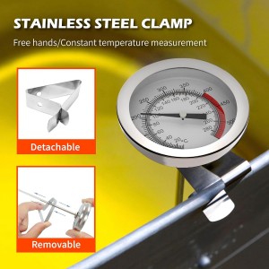 Candy Thermometer with Pot Clip & 8 Inch Probe Length - Best Oil Thermometer for Frying,Candy Thermometer for Candy Making,Tall pots,Candle,Candy Making,Deep Frying (1, 8)