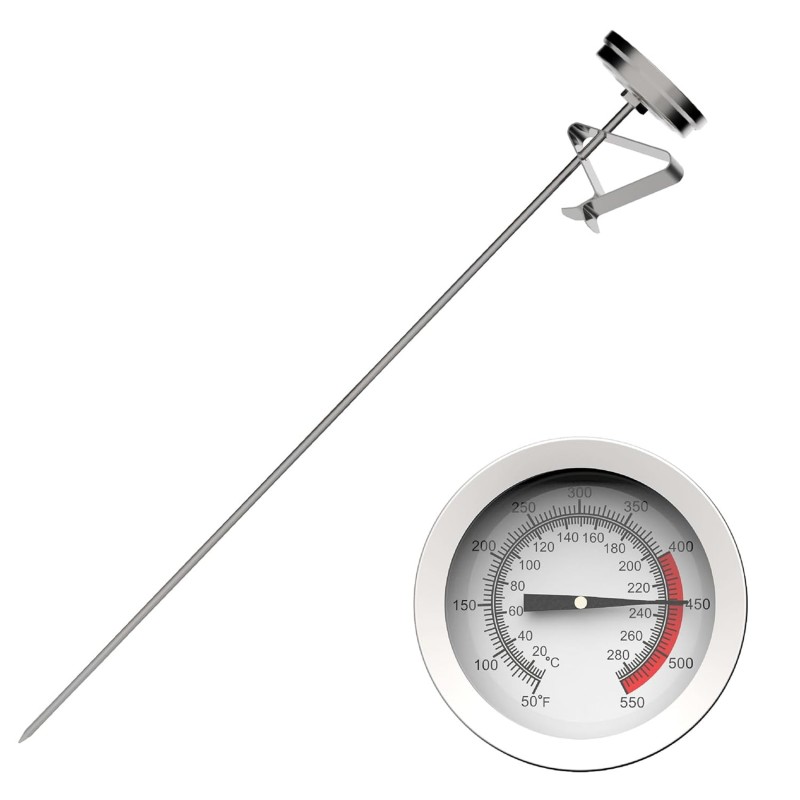 Candy Thermometer with Pot Clip & 8 Inch Probe Length - Best Oil Thermometer for Frying,Candy Thermometer for Candy Making,Tall pots,Candle,Candy Making,Deep Frying (1, 8)