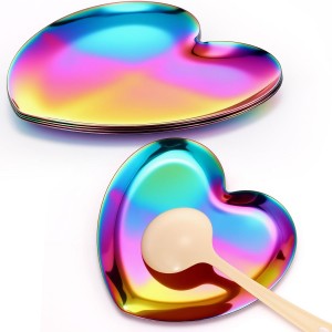 Vesici 4 Pcs Large Stainless Steel Spoon Rest for Stove Top Cute Heart Spoon Holder Easy to Clean for Kitchen Counter Cooking Utensil Spatula Ladle or Tong Kitchen Accessories(Rainbow)