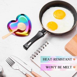 Vesici 4 Pcs Large Stainless Steel Spoon Rest for Stove Top Cute Heart Spoon Holder Easy to Clean for Kitchen Counter Cooking Utensil Spatula Ladle or Tong Kitchen Accessories(Rainbow)
