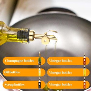 3PCS Olive Oil Dispenser Spout, Stainless Steel Liquor Pour Spout with Flip Lid, Bottle Pourers for Wine Bottles, Oil Bottles, Vinegar, Syrup and Other Liquid Bottles, Gold