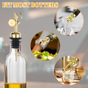 3PCS Olive Oil Dispenser Spout, Stainless Steel Liquor Pour Spout with Flip Lid, Bottle Pourers for Wine Bottles, Oil Bottles, Vinegar, Syrup and Other Liquid Bottles, Gold