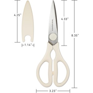 Kitchen Scissors for Food, HUNTER.DUAL Heavy Duty Come Apart Poultry Shears for Cooking, All Purpose for Cutting Chicken, Meat, Fish & Vegetables (Cream, 8.35 Inch)