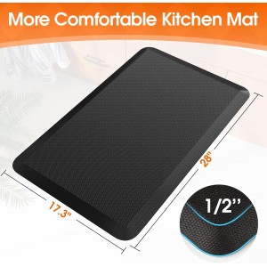 Kitchen Mat, Cushioned Thick Floor Comfort Mat, with Non-Slip Bottom, Water & Stain Resistant, Easy Clean Standing Desk Mat for Kitchen, Sink, Office (17.3