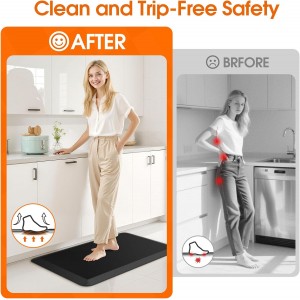 Kitchen Mat, Cushioned Thick Floor Comfort Mat, with Non-Slip Bottom, Water & Stain Resistant, Easy Clean Standing Desk Mat for Kitchen, Sink, Office (17.3