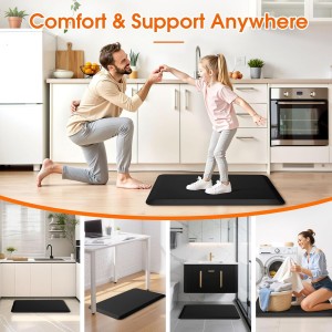 Kitchen Mat, Cushioned Thick Floor Comfort Mat, with Non-Slip Bottom, Water & Stain Resistant, Easy Clean Standing Desk Mat for Kitchen, Sink, Office (17.3