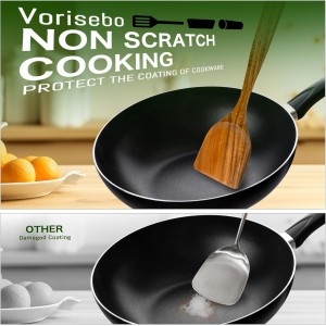 12 Piece Wooden Spoons for Cooking, Natural Teak Wooden Utensils Set, Handmade Wood Kitchen Utensil Set with Holder and Spoon, Durable Nonstick, Comfort Grip Wood Cookware Tool