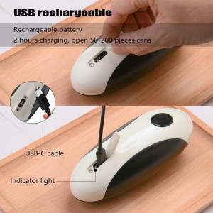 Electric Can Opener, Rechargeable Can Opener Electric Fits Most Can Sizes with Smooth Edge, USB-C Fast Charge Can Opener,One-Touch Automatic Can Openers for Seniors. (White)