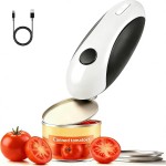 Electric Can Opener, Rechargeable Can Opener Electric Fits Most Can Sizes with Smooth Edge, USB-C Fast Charge Can Opener,One-Touch Automatic Can Openers for Seniors. (White)