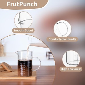 Glass Measuring Cup, 500ML (18OZ, 2 Cups), with Three Scales and V-Shaped Mouth Measuring Cup, High Borosilicate Glass Liquid Measuring Cups, Suitable for Kitchen and Restaurant.