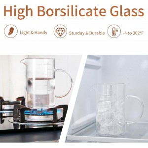 Glass Measuring Cup, 500ML (18OZ, 2 Cups), with Three Scales and V-Shaped Mouth Measuring Cup, High Borosilicate Glass Liquid Measuring Cups, Suitable for Kitchen and Restaurant.