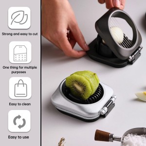Egg Slicer, 2 in 1 Egg Slicer for Hard Boiled Eggs, Stainless Steel Wire Egg Slicers, Kitchen Multipurpose Egg Cutter with Storage Box, for Cutting Eggs, Strawberries and Cherry Tomatoes (Black)
