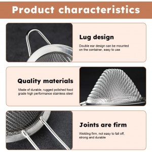2-Pack Stainless Steel Fine Mesh Cocktail Strainer – Filters Out Drink Sediment for Cocktails, Ideal for Home Bartenders & Kitchen: Removes Tea/Coffee Particles