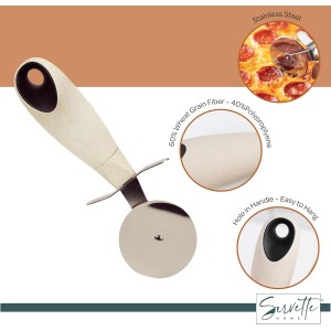 Wheat Straw Pizza Cutter, Stainless Steel Blade, 2.63 x 8.14 inches