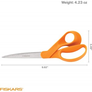 Fiskars 9-Inch Bent Dressmaker Shears, Orange, Stainless Steel Blades for Fabric Cutting, Ergonomic Handle for Comfort and Precision