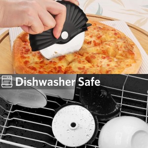 Pizza Cutter Wheel with Protective Blade Cover, Detachable and Dishwasher Safe, Black