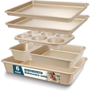 Baking Pans Set, Nonstick Stackable Bake...