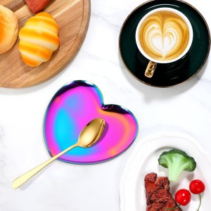 Spoon Holder for Stove, Rainbow Kitchen Accessories Spoon Rest Stainless Steel Heart Rainbow Design Cooking Utensil Holder, Coffee Spoons Rest for Spatula, Ladle, Tongs, Dishwasher Safe