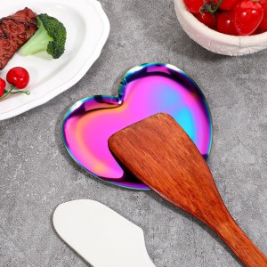 Spoon Holder for Stove, Rainbow Kitchen Accessories Spoon Rest Stainless Steel Heart Rainbow Design Cooking Utensil Holder, Coffee Spoons Rest for Spatula, Ladle, Tongs, Dishwasher Safe