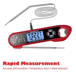Digital Instant Read Meat Thermometer Waterproof Kitchen Food Cooking Thermometer Dual Probes Backlight, Alarm, °F/°C for BBQ Grill Smoker Steak Turkey Frying Baking Oven Water Oil