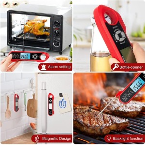 Digital Instant Read Meat Thermometer Waterproof Kitchen Food Cooking Thermometer Dual Probes Backlight, Alarm, °F/°C for BBQ Grill Smoker Steak Turkey Frying Baking Oven Water Oil