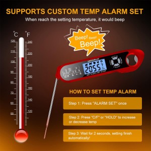 Digital Instant Read Meat Thermometer Waterproof Kitchen Food Cooking Thermometer Dual Probes Backlight, Alarm, °F/°C for BBQ Grill Smoker Steak Turkey Frying Baking Oven Water Oil