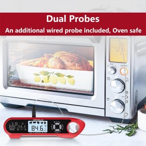 Digital Instant Read Meat Thermometer Waterproof Kitchen Food Cooking Thermometer Dual Probes Backlight, Alarm, °F/°C for BBQ Grill Smoker Steak Turkey Frying Baking Oven Water Oil