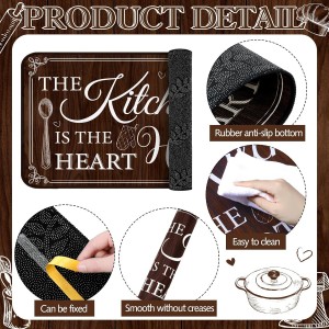 Sets of 3 Brown Kitchen Rugs and Mats Retro Brown Kitchen Rugs Non Slip Washable Door Mats for Floor Home Bathroom Cabin Farmhouse Decor