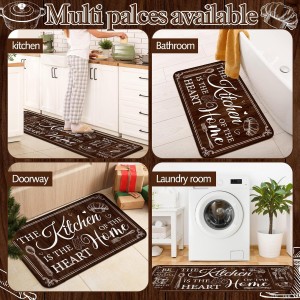 Sets of 3 Brown Kitchen Rugs and Mats Retro Brown Kitchen Rugs Non Slip Washable Door Mats for Floor Home Bathroom Cabin Farmhouse Decor