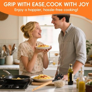 Premium Spaghetti Spoon Pasta Fork, Silicone Pasta Spoon with Teeth and Wood Handle, Non-Scratch Pasta Server for Spaghetti, Noodles, and All Pasta Types MEET GREAT