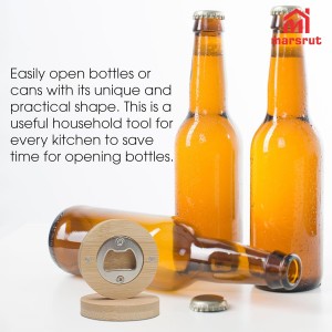 30pcs Bamboo Bottle Opener, Wood Bulk Wooden Openers, Fridge Magnet Round Beer Opener, 2.6