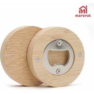 30pcs Bamboo Bottle Opener, Wood Bulk Wooden Openers, Fridge Magnet Round Beer Opener, 2.6