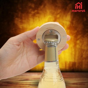 30pcs Bamboo Bottle Opener, Wood Bulk Wooden Openers, Fridge Magnet Round Beer Opener, 2.6