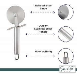 Stainless Steel Pizza Cutter - Slicer for Pizzas, Pockets and More - Pizza Cutter Wheel (Silver)