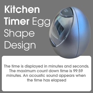 Digital Kitchen Timer Cute Egg Timer with Countdown & Stopwatch, Kitchen Timer Digital for Cooking, Baking & Boiled Eggs, Silver Digital Timer, Kitchen Timers for Cooking & Meal Prep