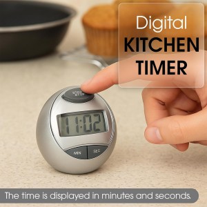 Digital Kitchen Timer Cute Egg Timer with Countdown & Stopwatch, Kitchen Timer Digital for Cooking, Baking & Boiled Eggs, Silver Digital Timer, Kitchen Timers for Cooking & Meal Prep