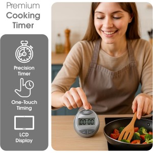 Digital Kitchen Timer Cute Egg Timer with Countdown & Stopwatch, Kitchen Timer Digital for Cooking, Baking & Boiled Eggs, Silver Digital Timer, Kitchen Timers for Cooking & Meal Prep
