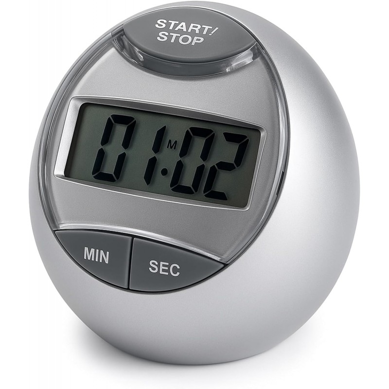 Digital Kitchen Timer Cute Egg Timer with Countdown & Stopwatch, Kitchen Timer Digital for Cooking, Baking & Boiled Eggs, Silver Digital Timer, Kitchen Timers for Cooking & Meal Prep